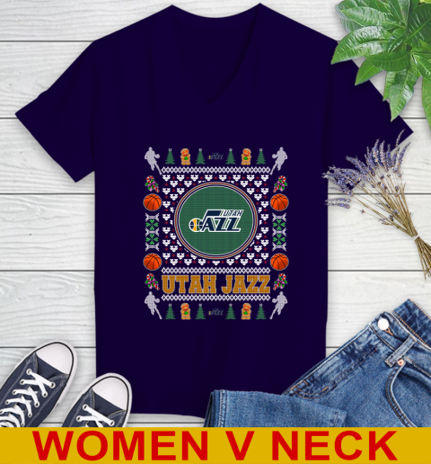 Utah Jazz Merry Christmas NBA Basketball Loyal Fan Women's V-Neck T-Shirt 3