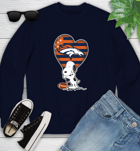 Denver Broncos NFL Football The Peanuts Movie Adorable Snoopy Youth Sweatshirt 3