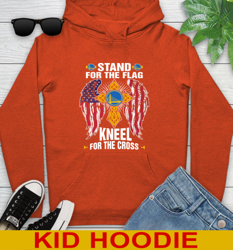 NBA Basketball Golden State Warriors Stand For Flag Kneel For The Cross Shirt Youth Hoodie - Image 5