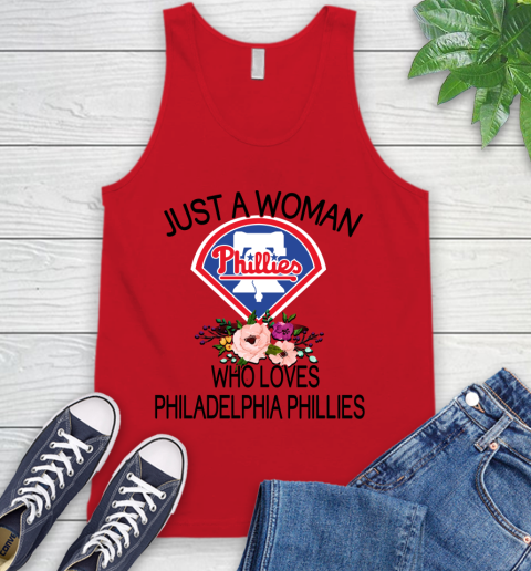 MLB Just A Woman Who Loves Philadelphia Phillies Baseball Sports Tank Top 4