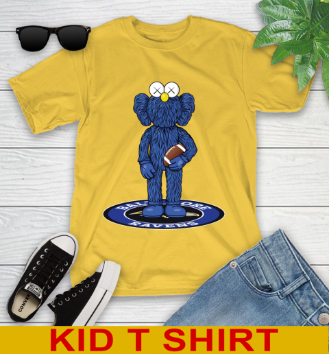 NFL Football Baltimore Ravens Kaws Bff Blue Figure Shirt Youth T-Shirt 9 NFL Football Baltimore Ravens Kaws Bff Blue Figure Shirt Youth T-Shirt - Image 9