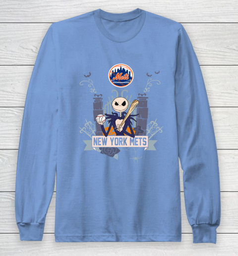 MLB New York Mets Baseball Jack Skellington Halloween Long Sleeve T-Shirt 8