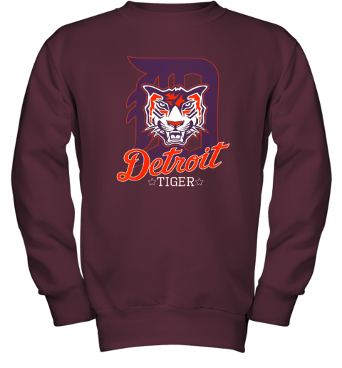 db96 tiger mascot distressed detroit baseball t shirt new youth sweatshirt 47 front maroon