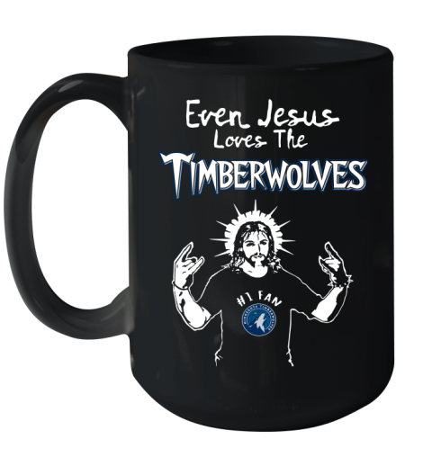 Minnesota Timberwolves NBA Basketball Even Jesus Loves The Timberwolves Shirt Ceramic Mug 15oz