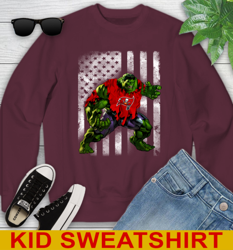 Tampa Bay Buccaneers Hulk Marvel Avengers NFL Football American Flag Youth Sweatshirt 4