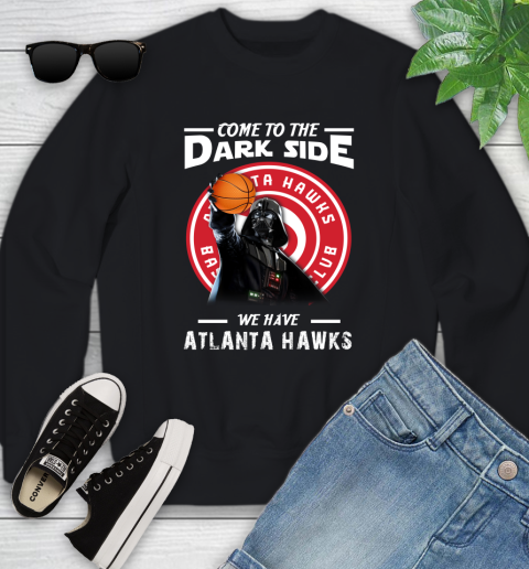 NBA Come To The Dark Side We Have Atlanta Hawks Star Wars Darth Vader Basketball Youth Sweatshirt