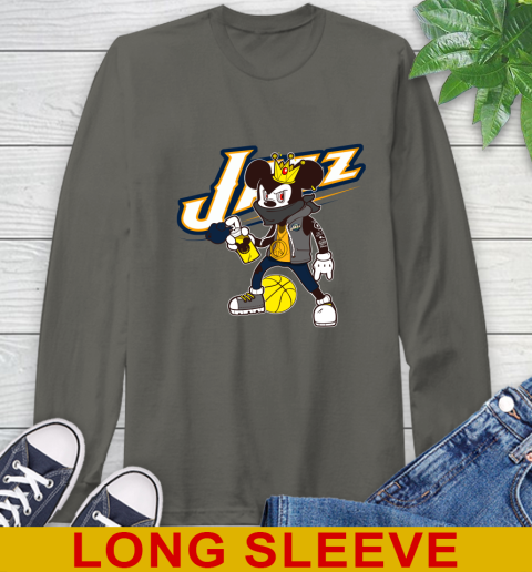 Utah Jazz NBA Basketball Mickey Peace Sign Sports Long Sleeve T-Shirt 8