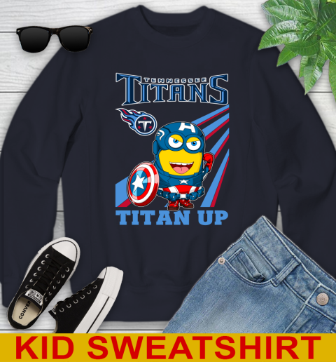 NFL Football Tennessee Titans Captain America Marvel Avengers Minion Titan Up Shirt Youth Sweatshirt 2