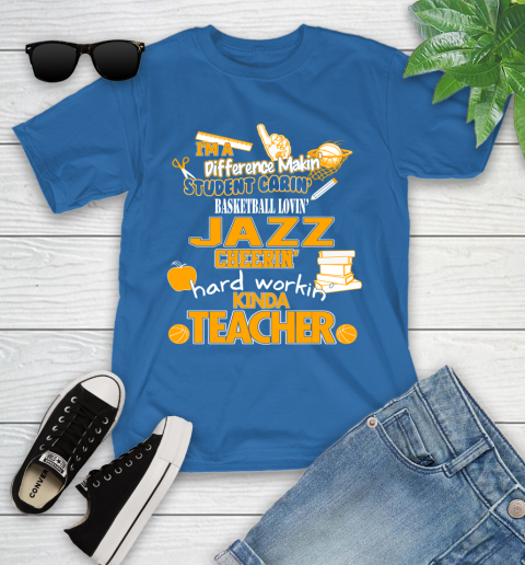 Utah Jazz NBA I'm A Difference Making Student Caring Basketball Loving Kinda Teacher Youth T-Shirt 12