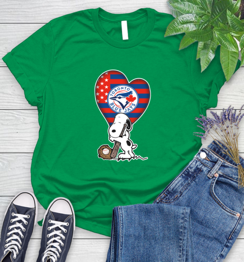 Toronto Blue Jays MLB Baseball The Peanuts Movie Adorable Snoopy Women's T-Shirt 6