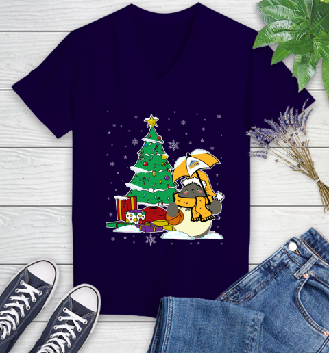 Denver Nuggets NBA Basketball Cute Tonari No Totoro Christmas Sports Women's V-Neck T-Shirt 3