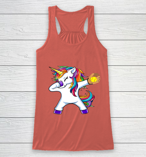 Dabbing Unicorn Softball T Shirt Funny Dab Gift Racerback Tank 4