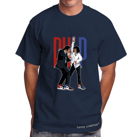 Air Jordan 1 Top 3 Jordan 1 Matching Sneaker Tshirt Pulp Fiction Dance Red and Blue Jordan Tshirt