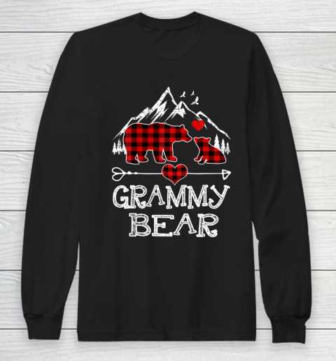 Grammy Bear Christmas Pajama Red Plaid Buffalo Family Gift Long Sleeve T-Shirt