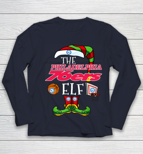Philadelphia 76ers Christmas ELF Funny NBA Youth Long Sleeve 2