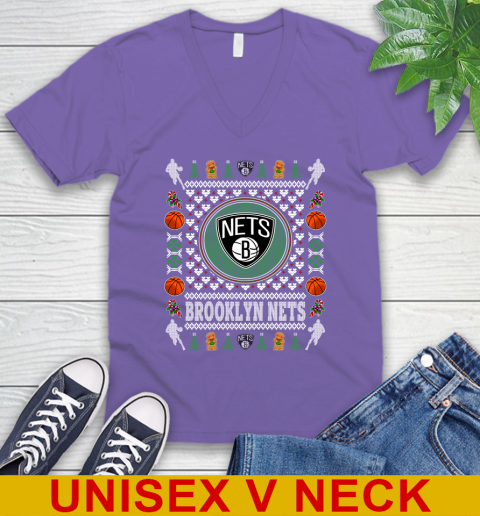 Brooklyn Nets Merry Christmas NBA Basketball Loyal Fan V-Neck T-Shirt 8
