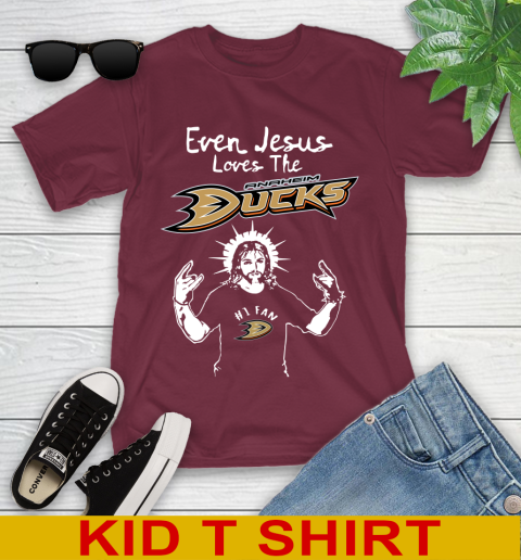 Anaheim Ducks NHL Hockey Even Jesus Loves The Ducks Shirt Youth T-Shirt 5