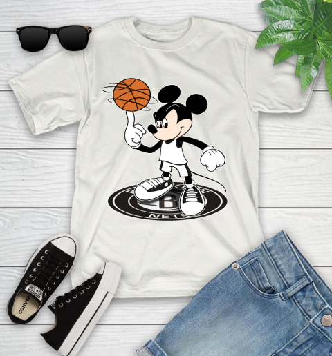 NBA Basketball Brooklyn Nets Cheerful Mickey Disney Shirt Youth T-Shirt 2