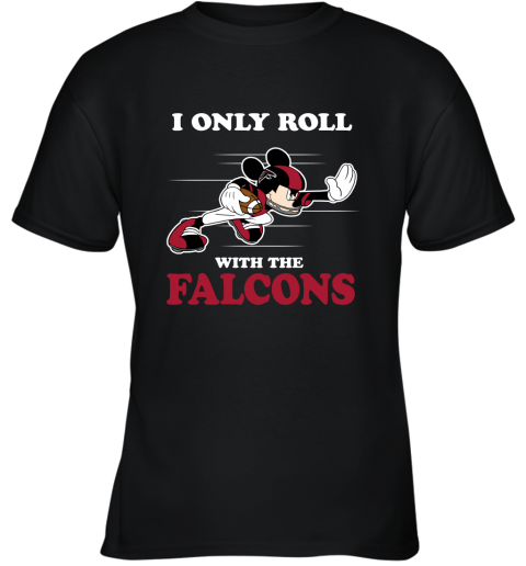 NFL Mickey Mouse I Only Roll With Atlanta Falcons Youth T-Shirt