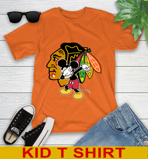 Chicago Blackhawks NHL Hockey Dabbing Mickey Disney Sports Youth T-Shirt 7
