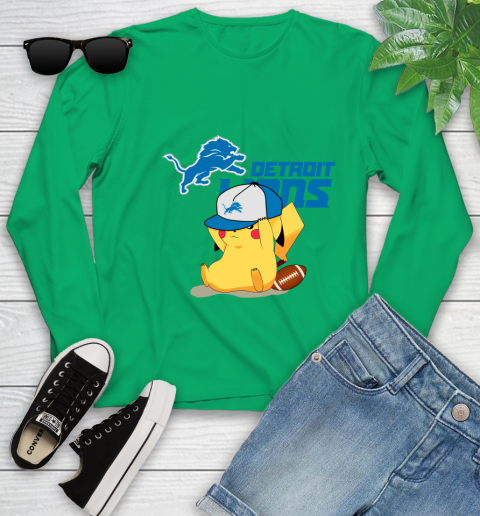NFL Pikachu Football Sports Detroit Lions Youth Long Sleeve 6