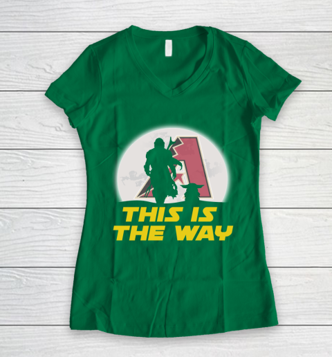 Arizona Diamondbacks MLB Baseball Star Wars Yoda And Mandalorian This Is The Way Women's V-Neck T-Shirt 3