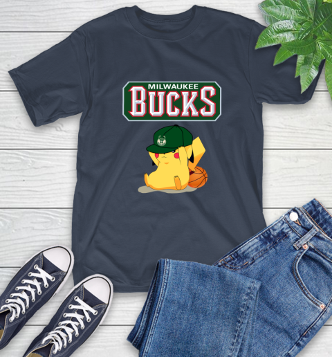 NBA Pikachu Basketball Sports Milwaukee Bucks T-Shirt 4