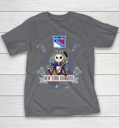 NHL New York Rangers Hockey Jack Skellington Halloween Youth T-Shirt 5