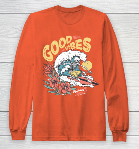 Good Vibes Skeleton Surfer Long Sleeve T-Shirt 3