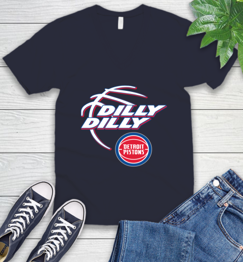 NBA Detroit Pistons Dilly Dilly Basketball Sports V-Neck T-Shirt 3