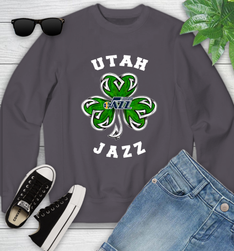 NBA Utah Jazz Three Leaf Clover St Patrick's Day Basketball Sports Youth Sweatshirt 5
