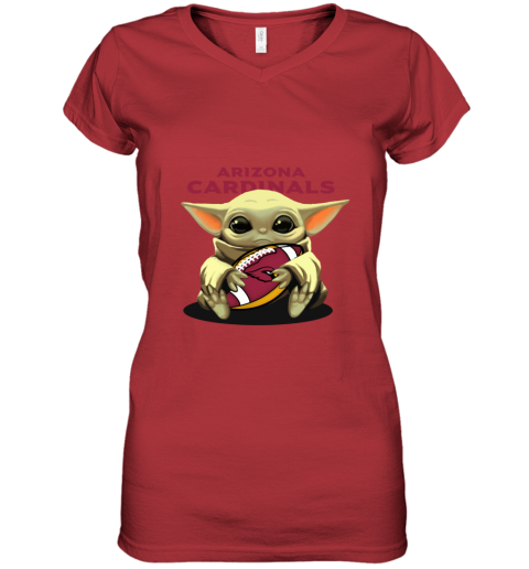 Baby Yoda Loves The Arizona Cardinals y4mu baby yoda loves the arizona cardinals women v neck t shirt 39 front red