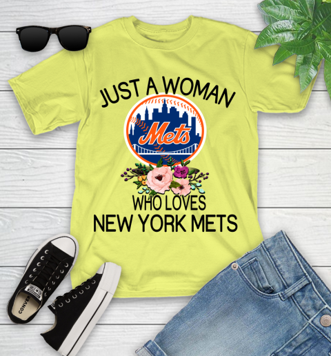 MLB Just A Woman Who Loves New York Mets Baseball Sports Youth T-Shirt 5