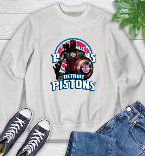 Detroit Pistons NBA Basketball Captain America Thor Spider Man Hawkeye Avengers Sweatshirt
