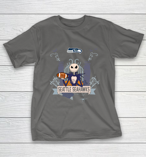 NFL Seattle Seahawks Football Jack Skellington Halloween T-Shirt 8