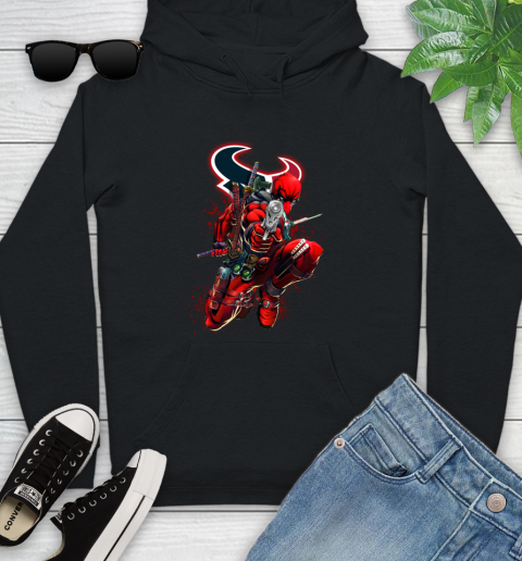 NFL Deadpool Marvel Comics Sports Football Houston Texans Youth Hoodie 2