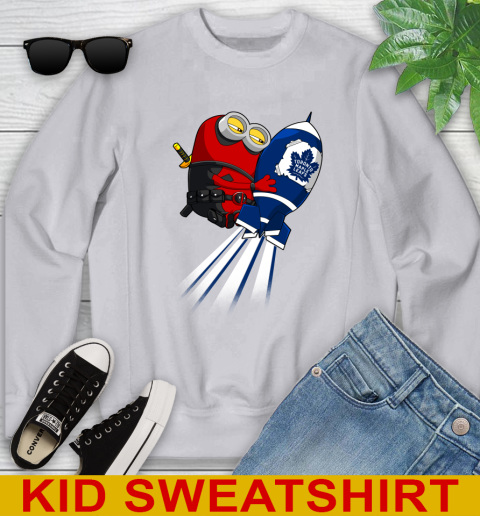 NHL Hockey Toronto Maple Leafs Deadpool Minion Marvel Shirt Youth Sweatshirt 3