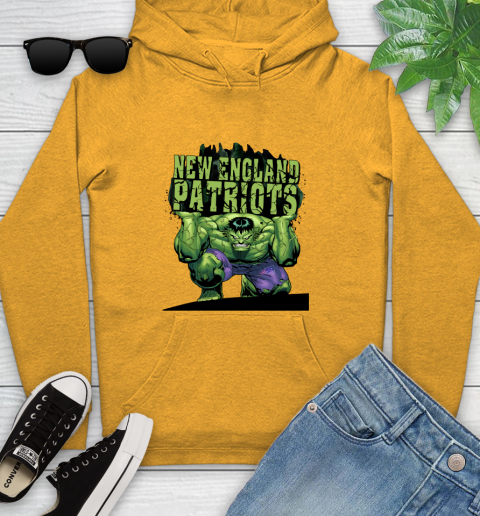 New England Patriots NFL Football Incredible Hulk Marvel Avengers Sports Youth Hoodie 3