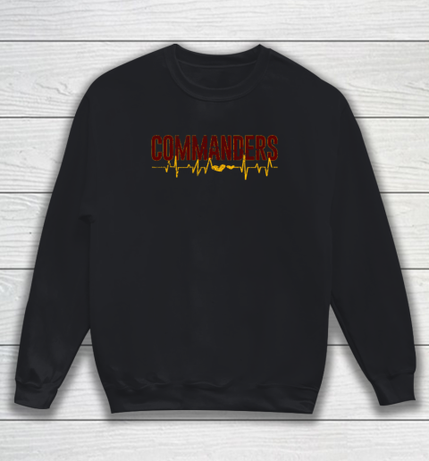 Vintage Commanders' Heart Beat Distressed Sports Spirit Sweatshirt