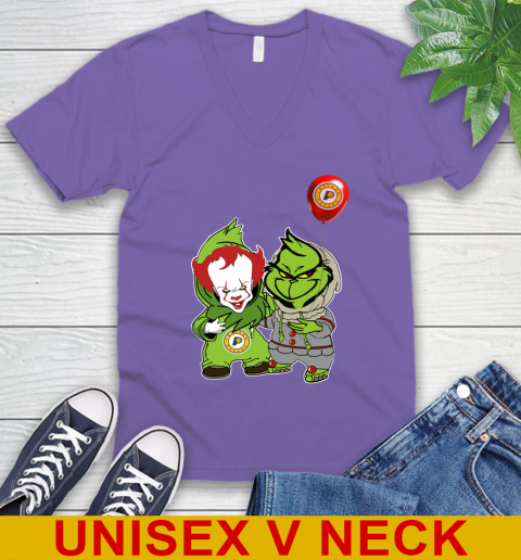 Indiana Pacers Baby Pennywise Grinch Christmas NBA Basketball V-Neck T-Shirt 9