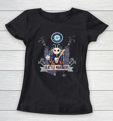 MLB Seattle Mariners Baseball Jack Skellington Halloween Women's T-Shirt
