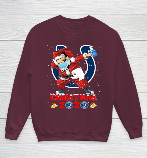 Indianapolis Colts Funny Santa Claus Dabbing Christmas 2020 NFL Youth Sweatshirt 4