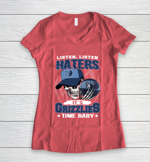 Listen Haters It is GRIZZLIES Time Baby NBA Women's V-Neck T-Shirt 4