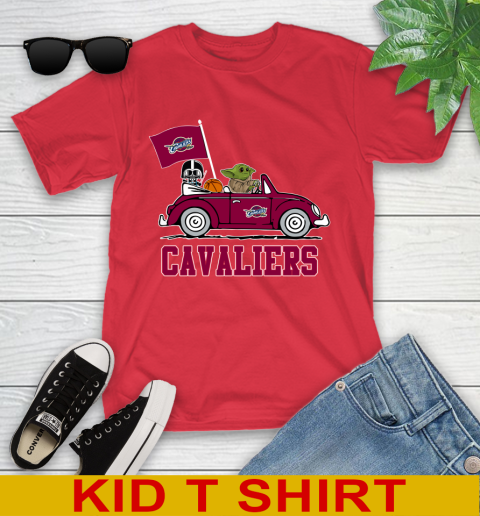 NBA Basketball Cleveland Cavaliers Darth Vader Baby Yoda Driving Star Wars Shirt Youth T-Shirt 10
