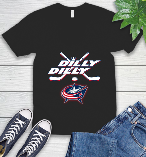 NHL Columbus Blue Jackets Dilly Dilly Hockey Sports V-Neck T-Shirt 2