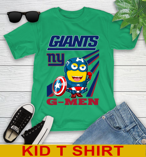 NFL Football New York Giants Captain America Marvel Avengers Minion Shirt Youth T-Shirt 7