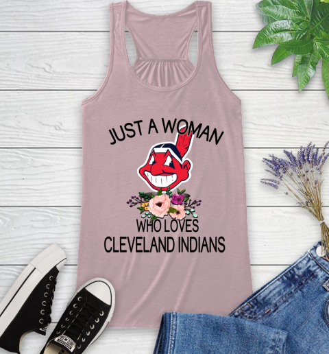 MLB Just A Woman Who Loves Cleveland Indians Baseball Sports Racerback Tank 5