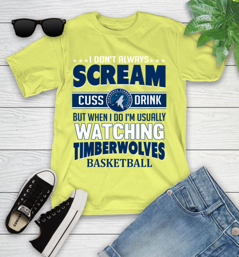 Minnesota Timberwolves NBA Basketball I Scream Cuss Drink When I'm Watching My Team Youth T-Shirt 10