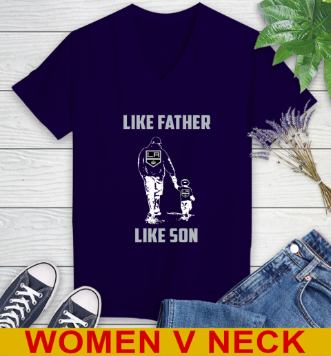 Los Angeles Kings NHL Hockey Like Father Like Son Sports Women's V-Neck T-Shirt 3