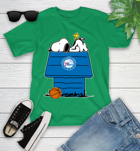 Philadelphia 76ers NBA Basketball Snoopy Woodstock The Peanuts Movie Youth T-Shirt 6